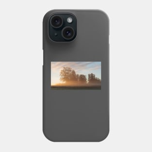 Misty meadow landscape sunrise Phone Case