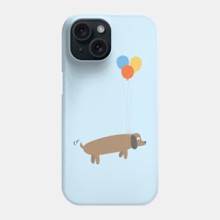 Cute cartoon dog floating with balloons Phone Case