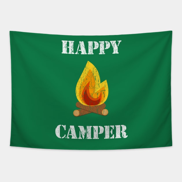 Vintage Distressed Happy Camper Tapestry by vladocar