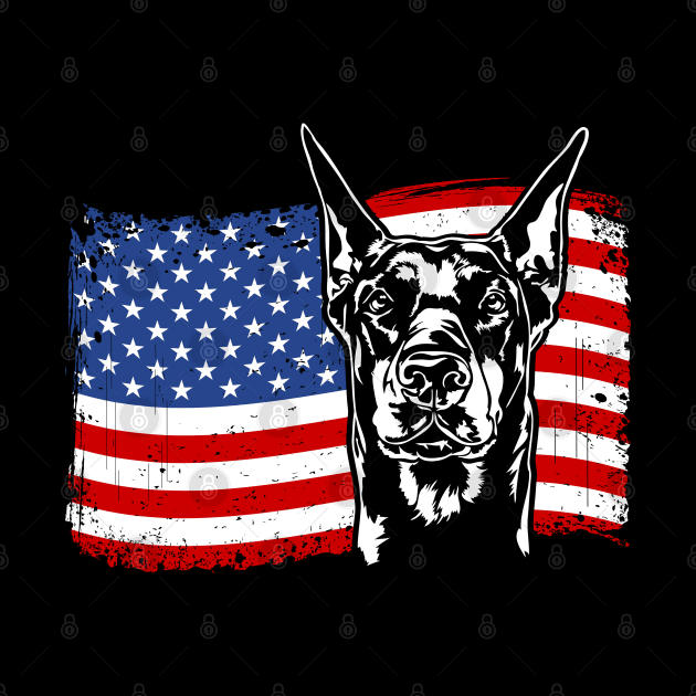 Proud Doberman Pinscher American Flag patriotic dog by wilsigns