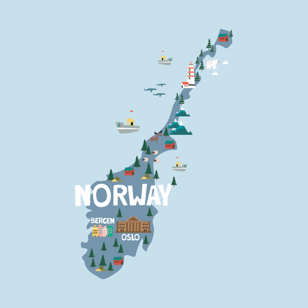 Norway Illustrated Map by JunkyDotCom