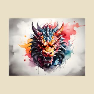 dragon face Watercolor T-Shirt