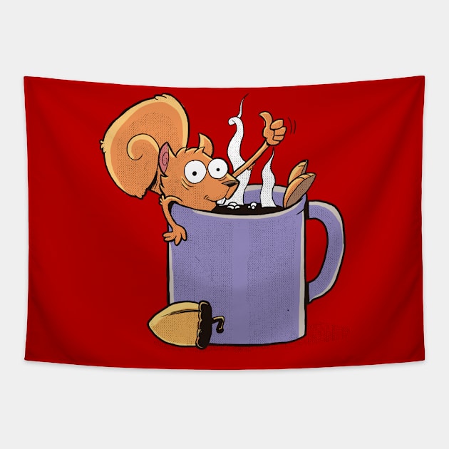 Squirrel drinks coffee Tapestry by mpruner