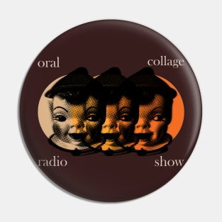 Orange Elf Heads  - White | Oral Collage Radio Show Pin