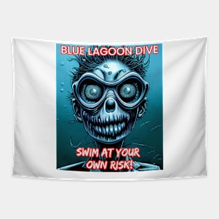 Blue Lagoon Monster Zombie Dive Tapestry