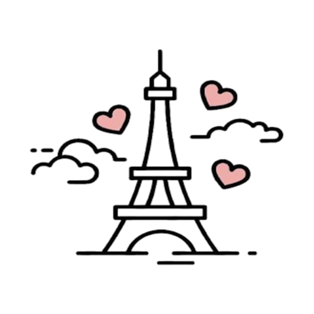I love Paris, Eiffel Tower - Digital Drawing - Color by euror-design