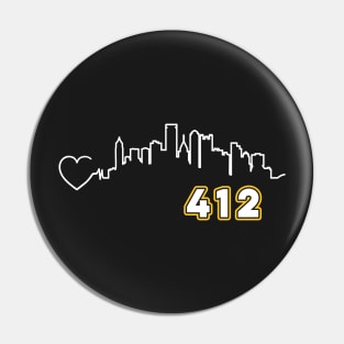 Pittsburgh Skyline 412 Love Steel City The Burgh Silhouette Pin