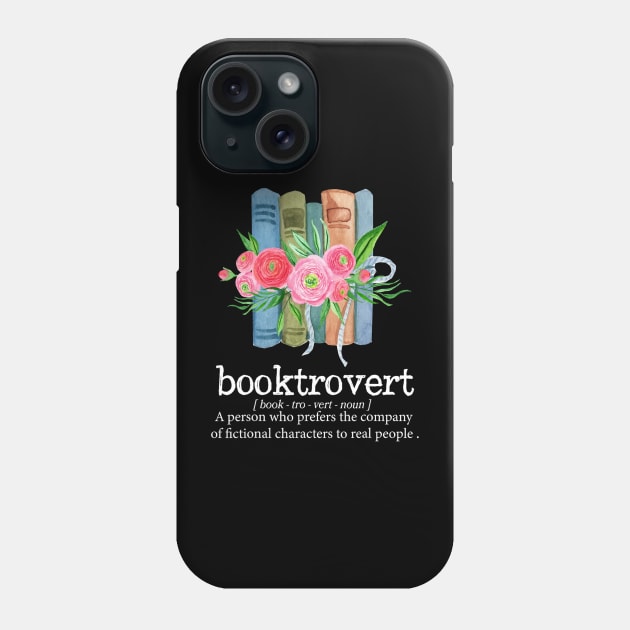 Wildflower Booktrovert Definition Book Lover Bookish Library Phone Case by Luna The Luminary