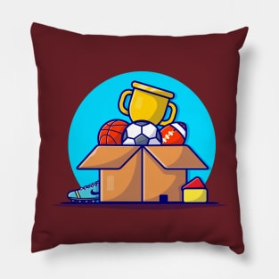 Sports Equipment In The Box Cartoon Vector Icon Illustration Pillow