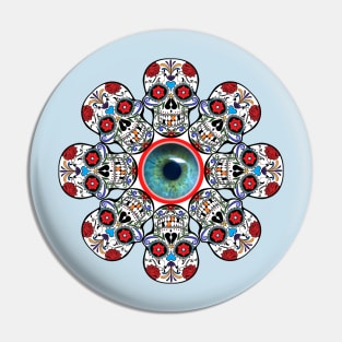 Skull and eye flower. A beautiful design made of skulls and a blue eye. Pin