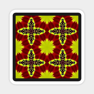 Red Yellow Chysanthemum Pattern Number 7 Magnet