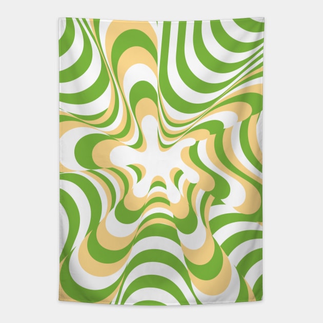 Abstract Groovy Retro Liquid Swirl Green Yellow Pattern Tapestry by Colorable