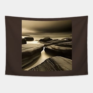 Victorian Coastal landscape Rocks Ocean Photo Tapestry