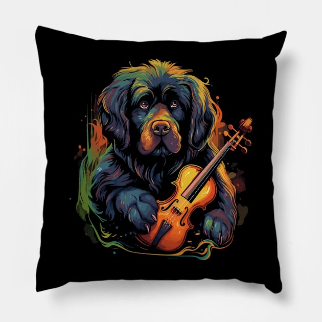 Tibetan Mastiff Playing Violin Pillow by JH Mart