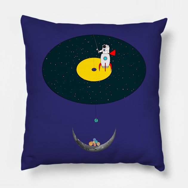 Cosmic Sound - Space Fishing Pillow by Glaynder