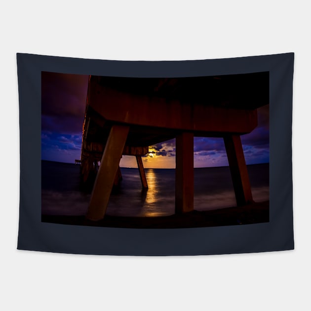 Moon under pier Tapestry by cbernstein