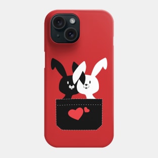 Cute Couple of Easter Bunnies Black And White With LOVE Hearts Phone Case