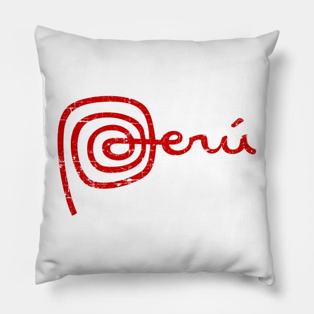 Peru Logo - Marca Perú - Distressed Pillow by verde