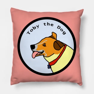 Portrait of Toby the Dog in a Circle Pillow