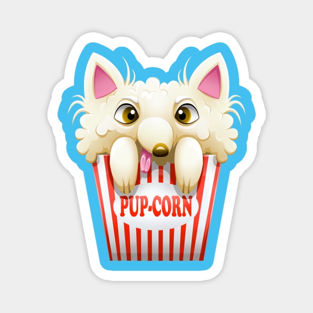 Pup-corn - Popcorn Dog Magnet by Art by Angele G