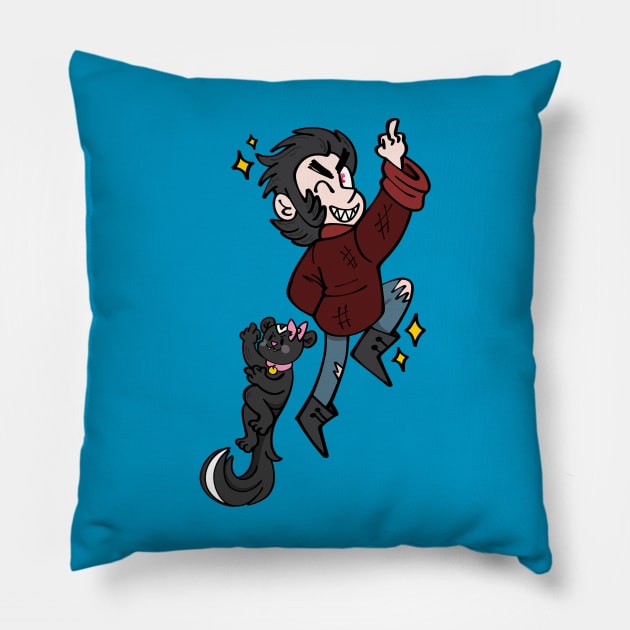 Creep and Miss Kitty Pillow by Get A Klu Comics