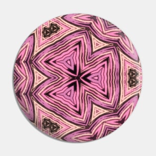 Kaleidoscope of Pixel Pink Hearts Pattern Pin