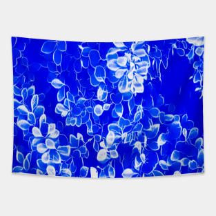 Blue White Petal Leaves Tapestry