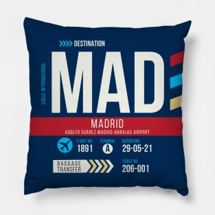 Madrid (MAD) Airport Code Baggage Tag Pillow