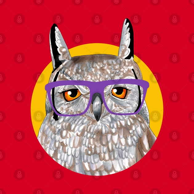 Smart Owl Glasses Portrait by jessicaguarnido