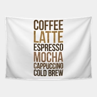 Coffee Beverages Typography Stack Tapestry