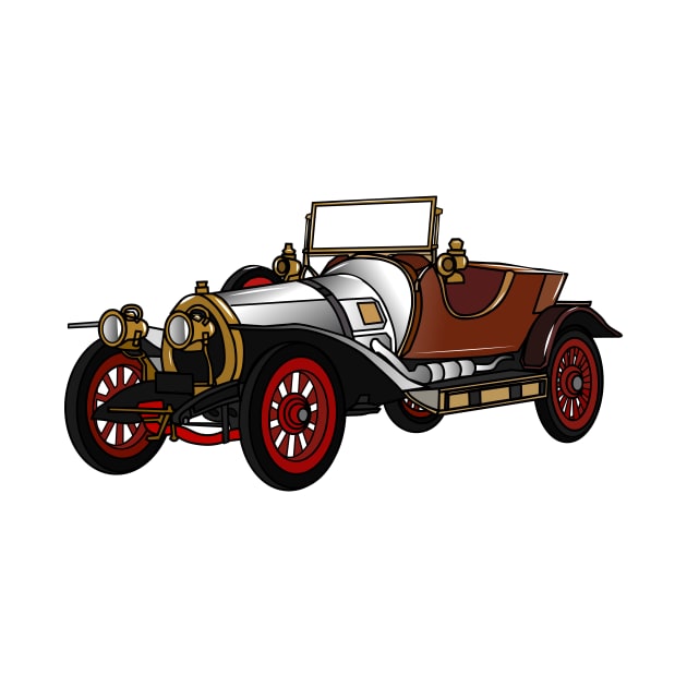 Classic car 1920 cartoon illustration by Miss Cartoon