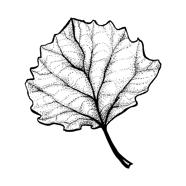 Monochrome Leaf Stipple Shaded Ink Drawing by Boriana Giormova