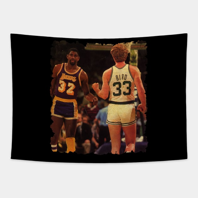 vintage magic johnson and larry bird Tapestry by Toko Baju