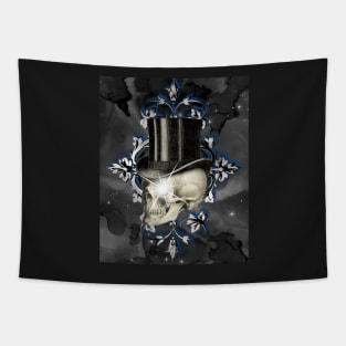 Skull with black top hat and a sparkle in his eye Tapestry