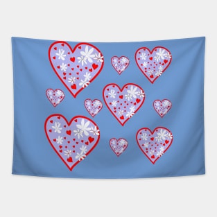 Purple Flower Heart Pattern Tapestry