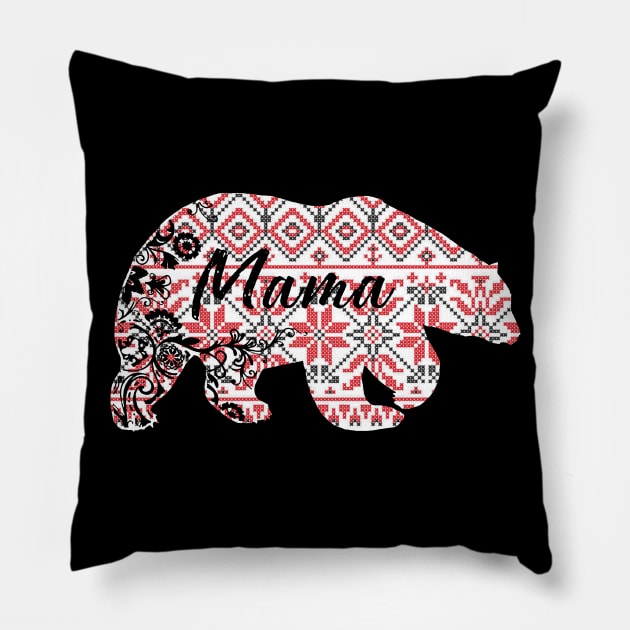 Merry Christmas mama bear Pillow by clownverty