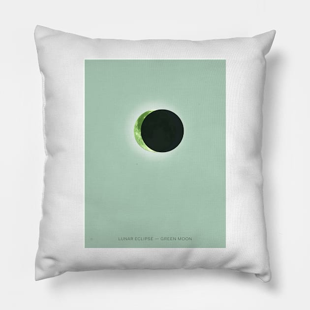 Lunar Eclipse - Green Moon Pillow by Dez53