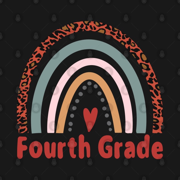 Fourth Grade T-shirt Gift Leopard Rainbow by The Little Store Of Magic