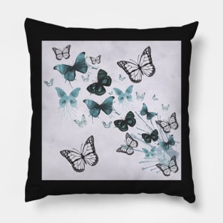 Butterfly Art Design, Teal & Black, face masks, Phone Cases, Apparel & Gifts Inspirational Pillow