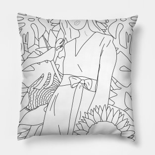 Girl with plants Pillow