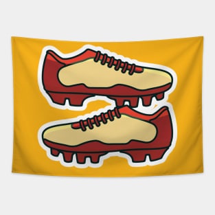 Football Shoes Pair vector icon illustration. Fashion object icon design concept. Soccer football boots shoes vector design on blue background. Tapestry