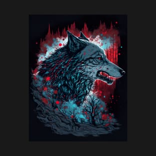 Wolf with red sky T-Shirt