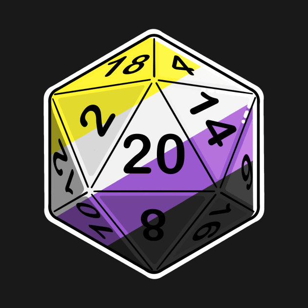 Nonbinary Pride d20 by PaintbrushesAndPixels