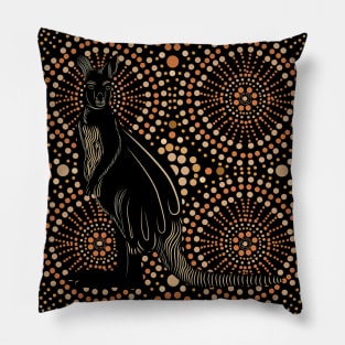 Aboriginal Dotted Kangaroo Design Pillow