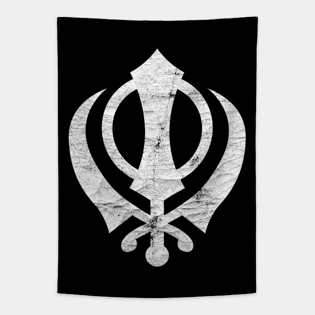 Khanda (Sikh symbol) -  Vintage Faded Style Design Tapestry by DankFutura