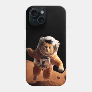 Yellow astronaut cat in mars Phone Case