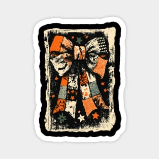 Distressed Vintage Halloween Bow with Stars Retro Spooky Gothic Magnet