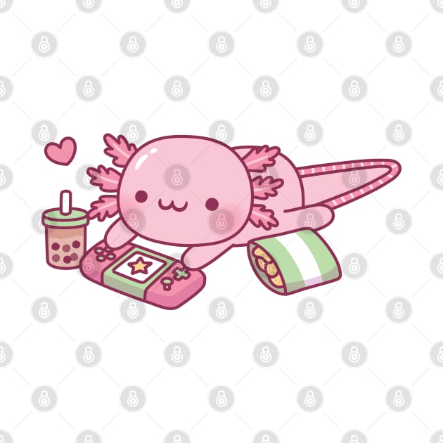 Cute Axolotl Relax Gamer by rustydoodle