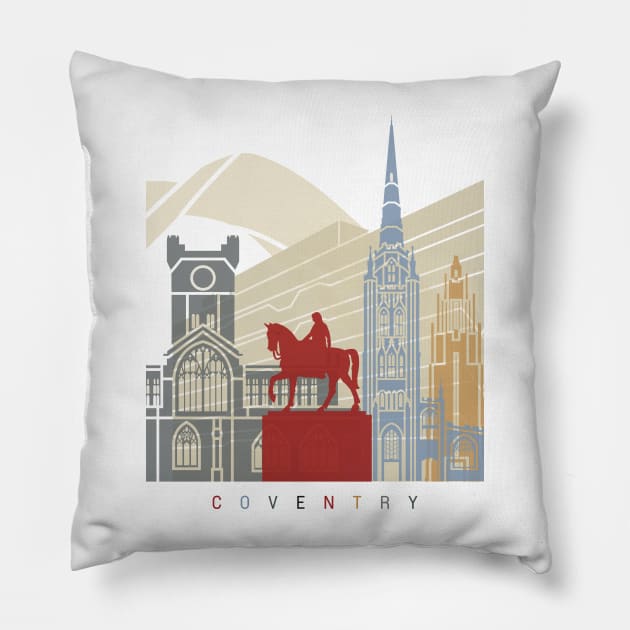 Coventry skyline poster Pillow by PaulrommerArt