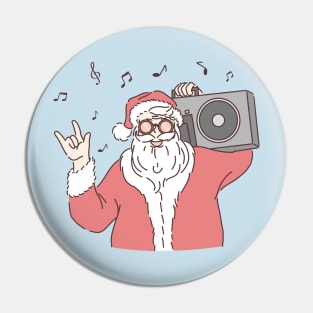 Santa Claus listening to music Rock Musical notes Glasses Pin